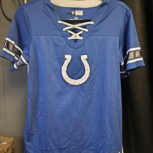 Blue Lace-Up Football Jersey